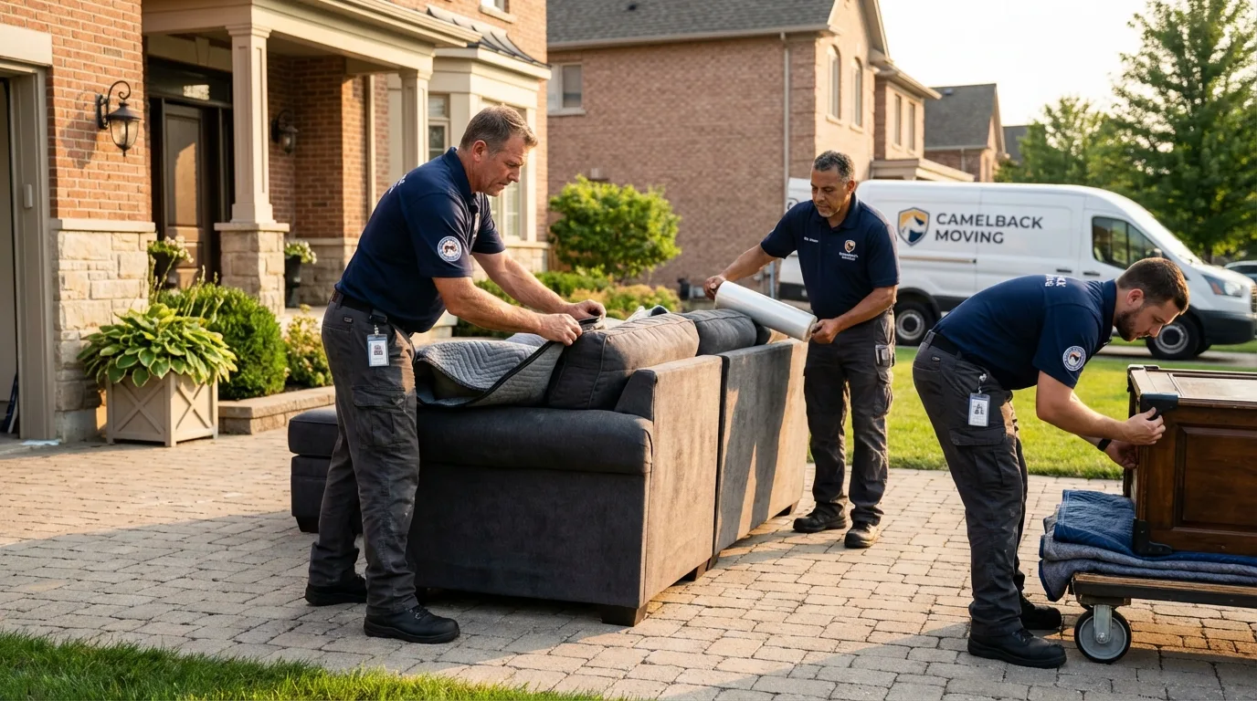 Large estate moving crew wrapping furniture in Sharon Springs, KS