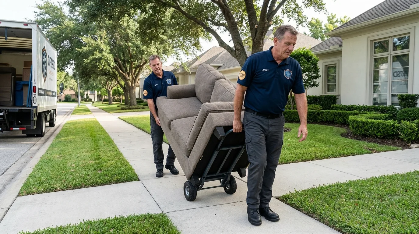 Local residential moving crew loading furniture in Sharon Springs, KS