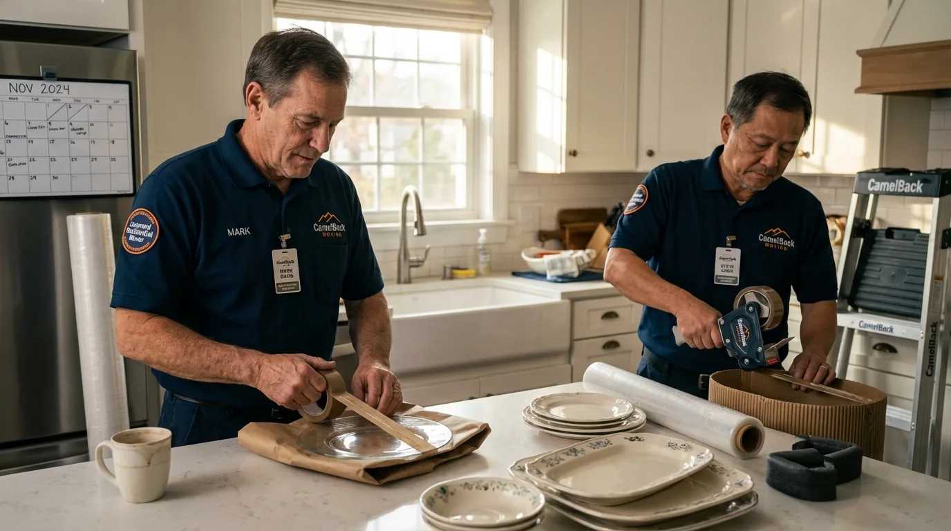 Professional crew packing kitchen dishware in Sharon Springs, KS