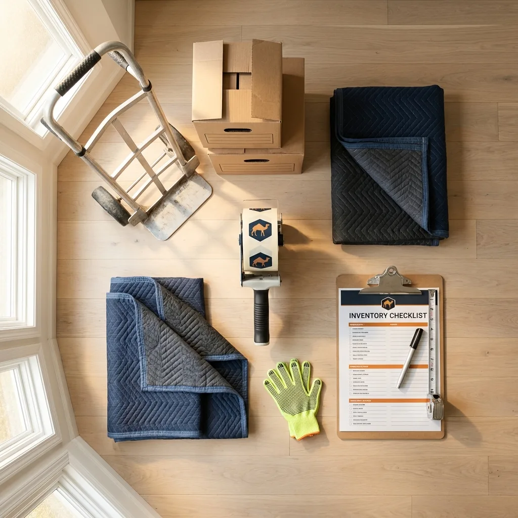 Professional moving supplies and packing materials layout for Sharon Springs residential relocations